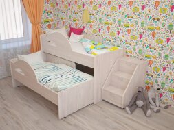 Кровать детская Матрешка (Радуга) 1,6 м.  Дуб млечный